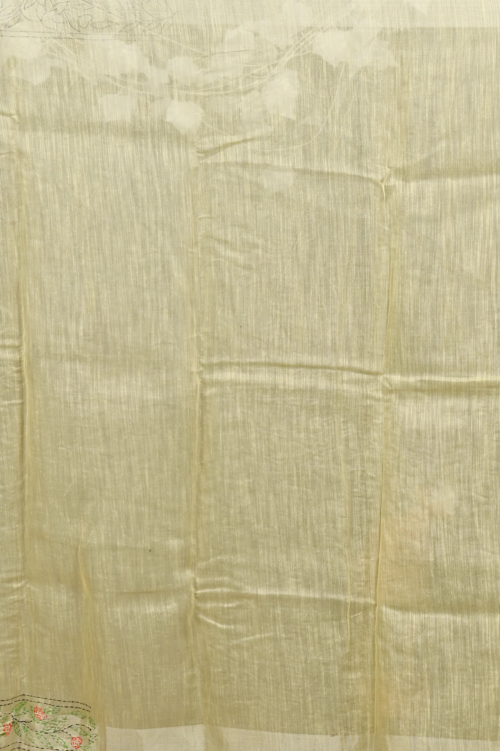 Off Whnite Cotton Varitikath Kantha Stitch Saree (3130)