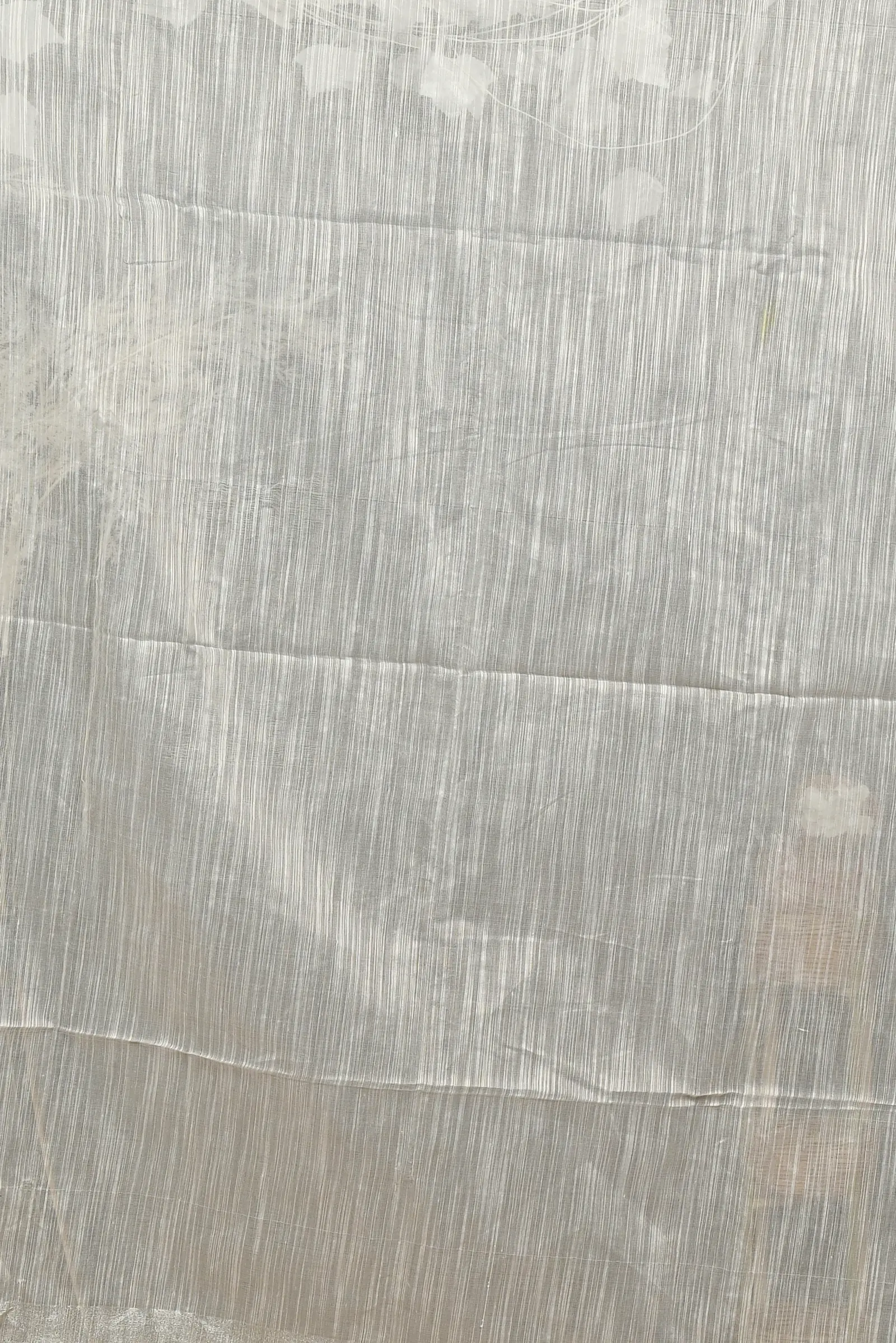 White Blended Cotton Anito Hand Painted Saree (3137)