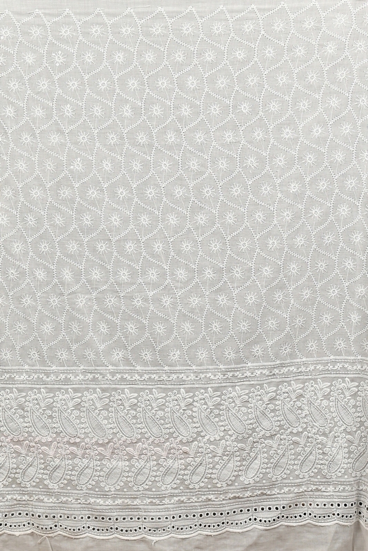 White Red Pure Cotton Borma Hand Loom Saree (3138)