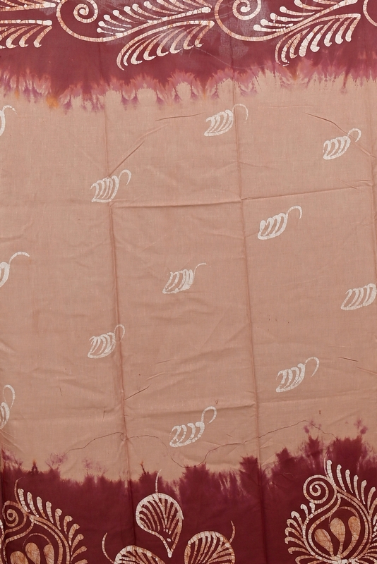 Brown Pure Cotton Pihu Batik Print Saree (3144)