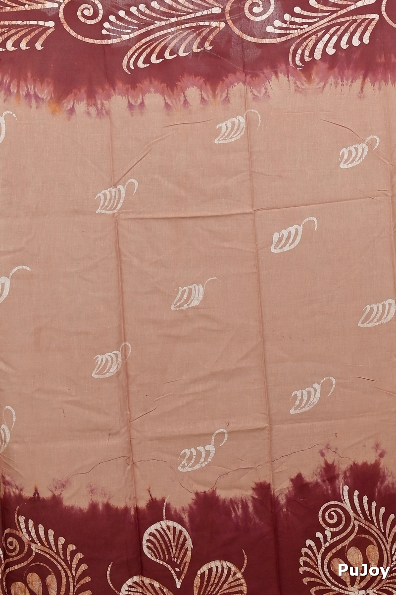 Brown Pure Cotton Pihu Batik Print Saree (3144)