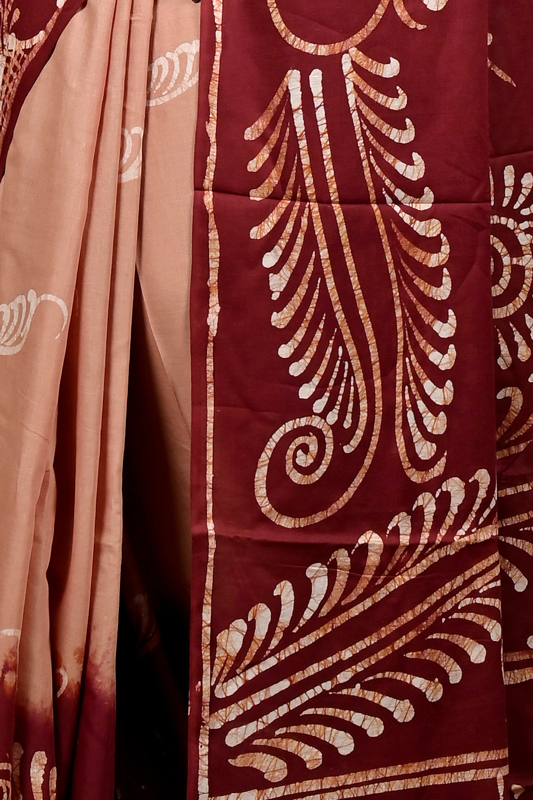 Brown Pure Cotton Pihu Batik Print Saree (3144)