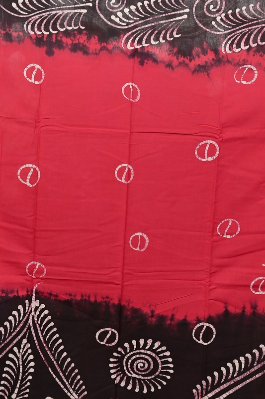 Maroon Pure Cotton Pihu Batik Print Saree (3146)