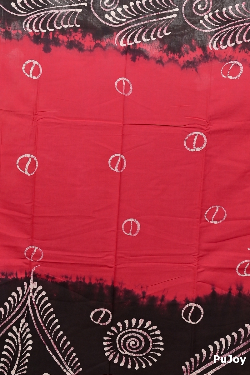 Maroon Pure Cotton Pihu Batik Print Saree (3146)