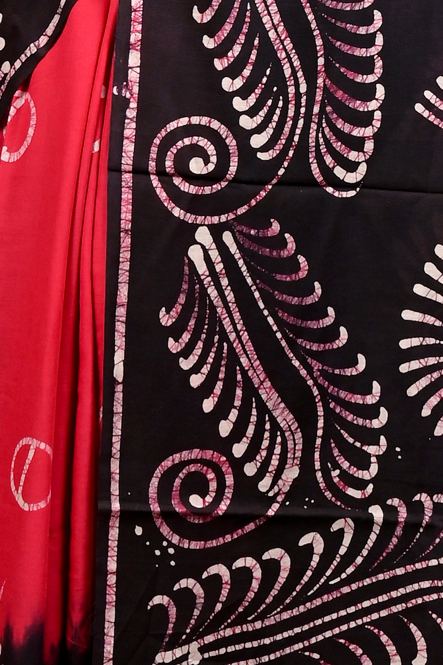 Maroon Pure Cotton Pihu Batik Print Saree (3146)