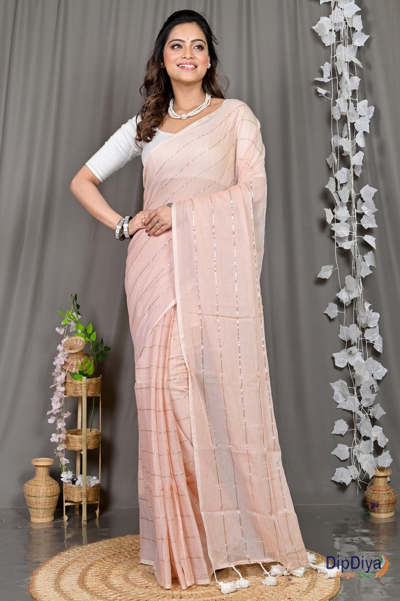 Cream Mal Cotton Pari Hand Loom Saree (315)