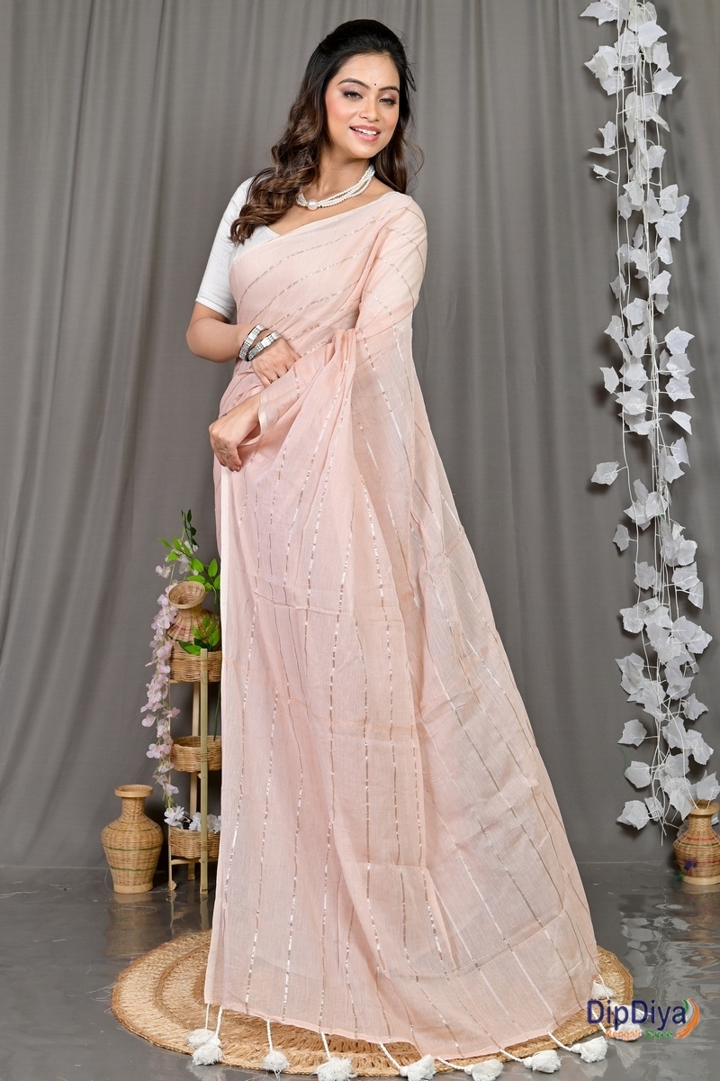 Cream Mal Cotton Pari Hand Loom Saree (315)