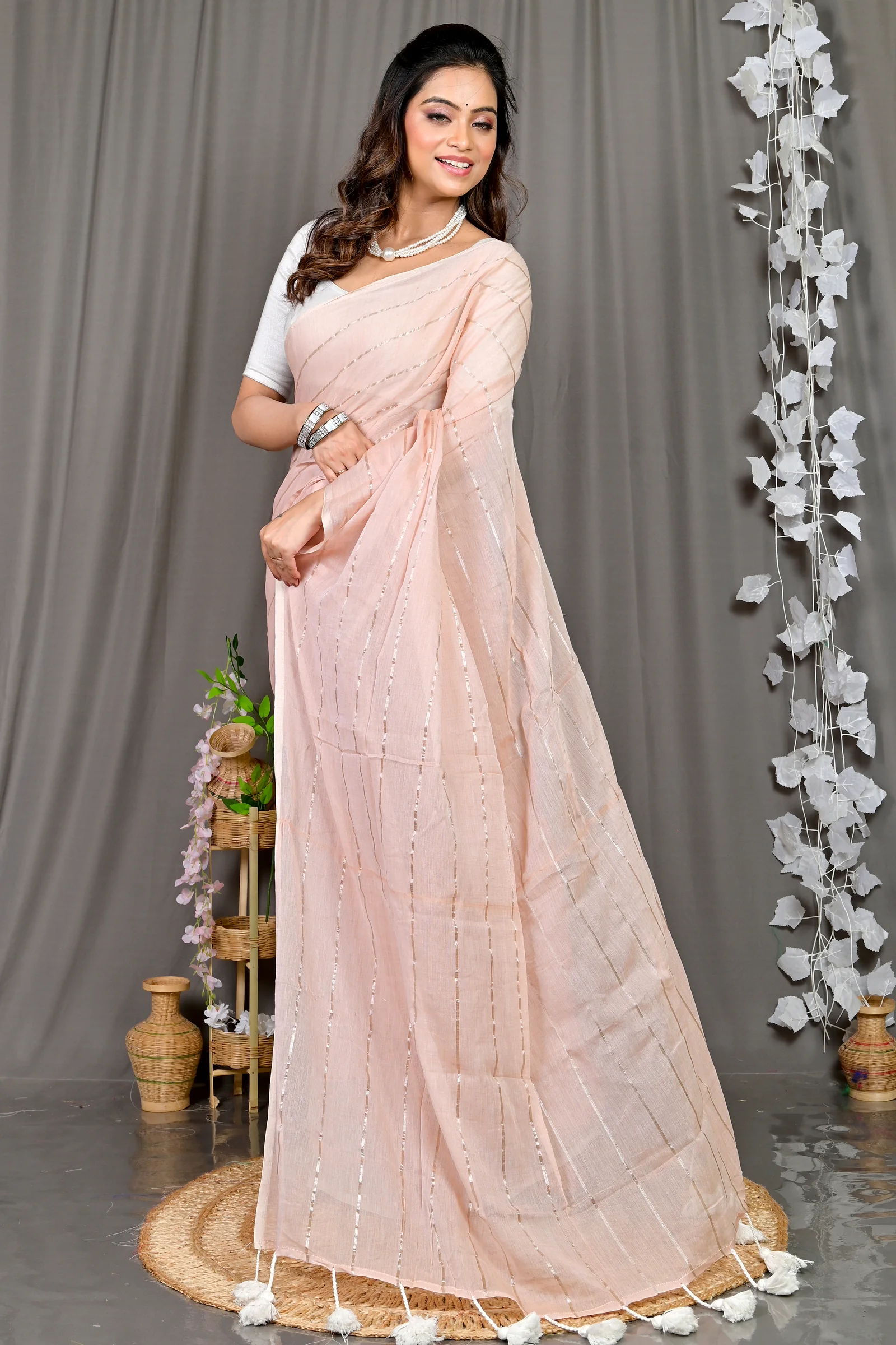 Cream Mal Cotton Pari Hand Loom Saree (315)