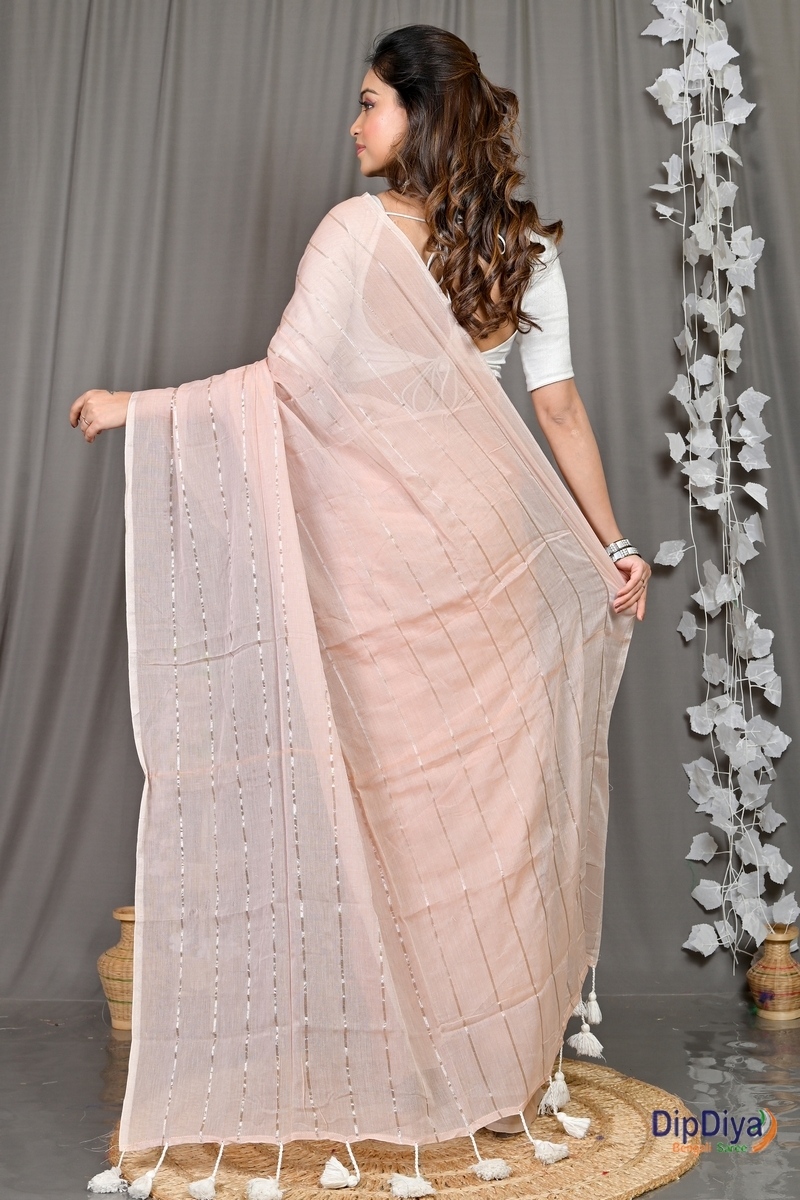 Cream Mal Cotton Pari Hand Loom Saree (315)