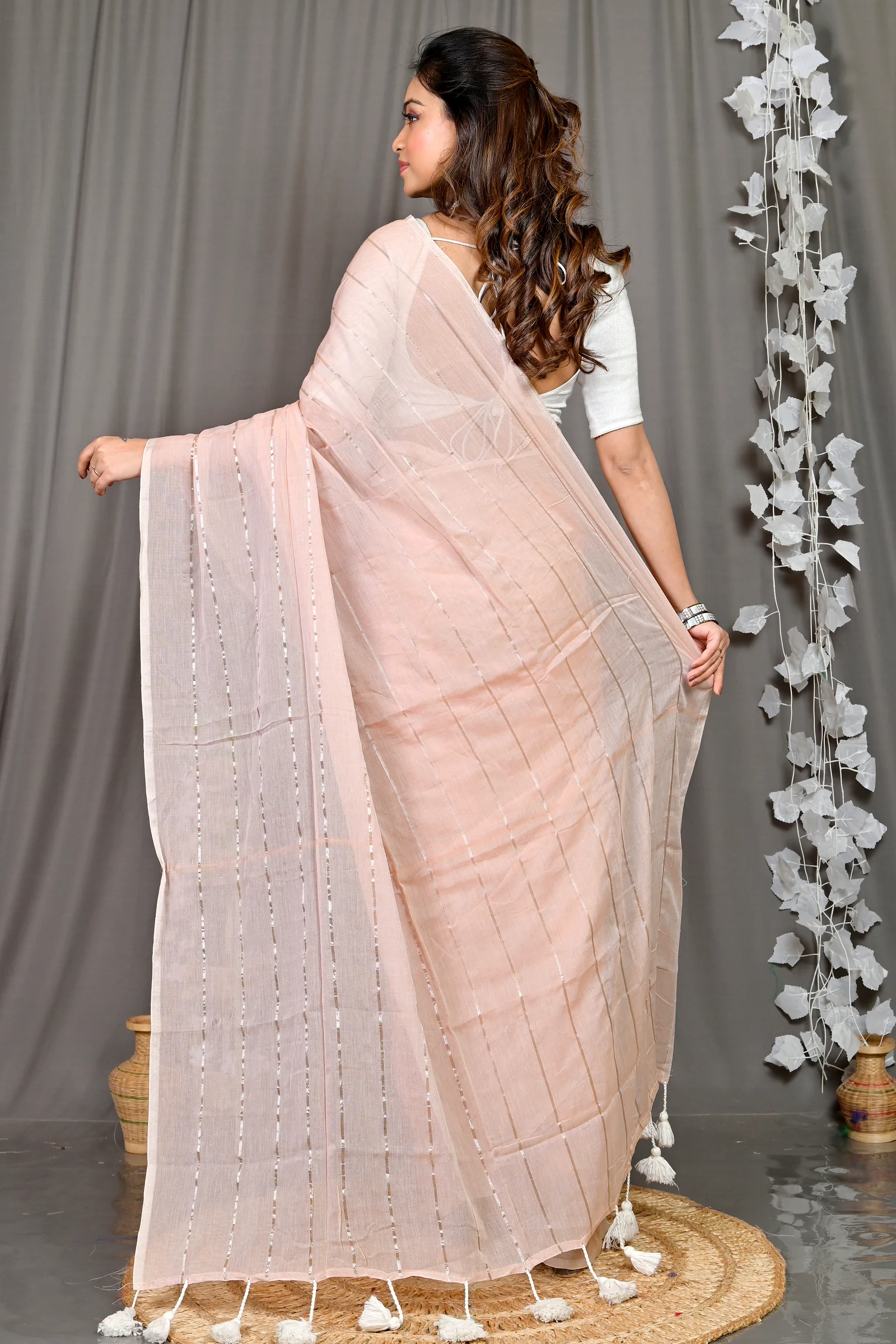 Cream Mal Cotton Pari Hand Loom Saree (315)