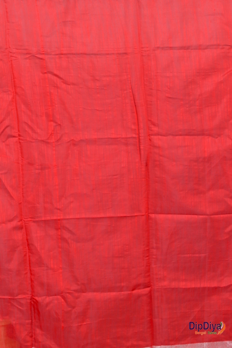 Red Cotton Blended Parija Applique Saree (318)