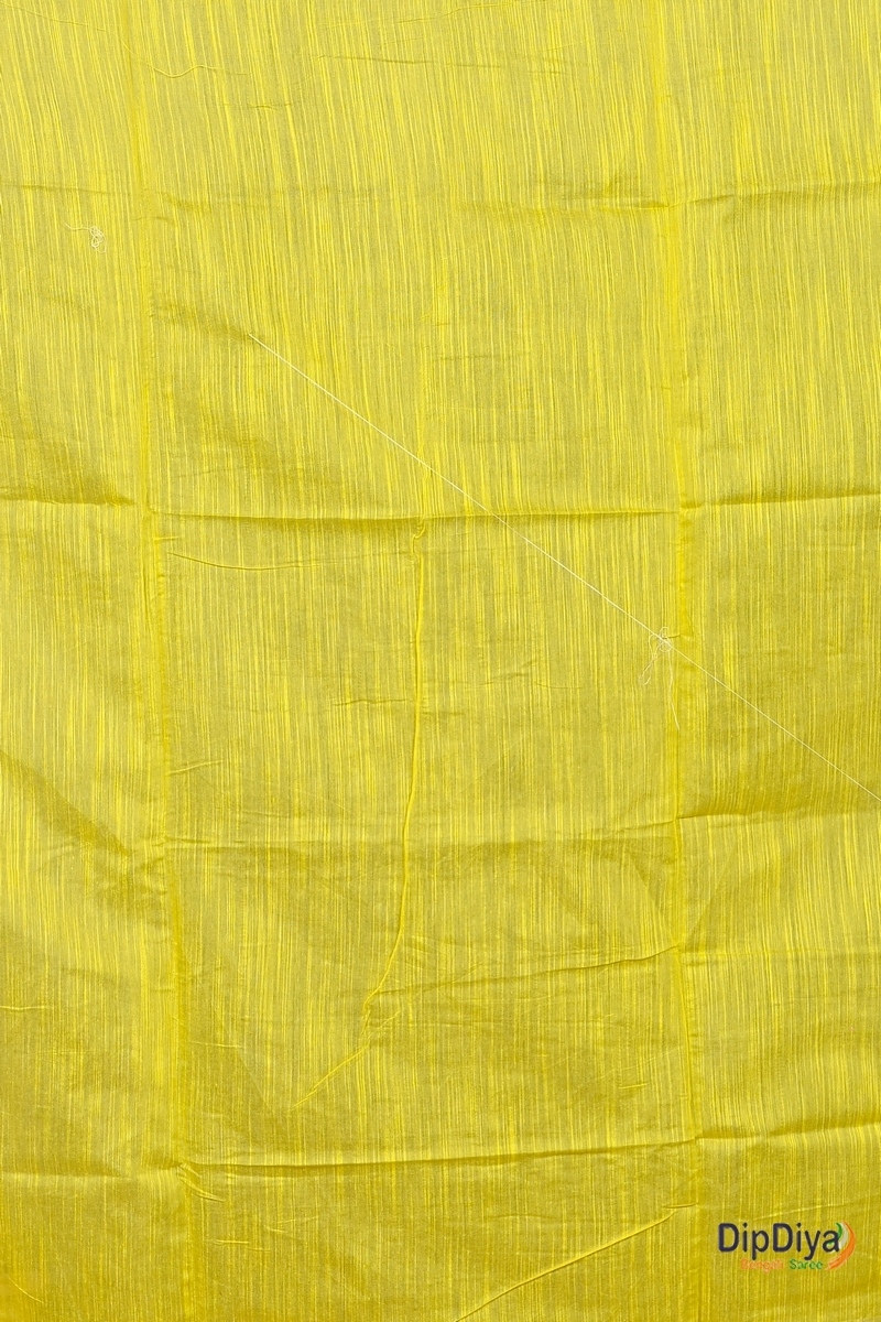 Yellow Cotton Blended Parija Applique Saree (320)