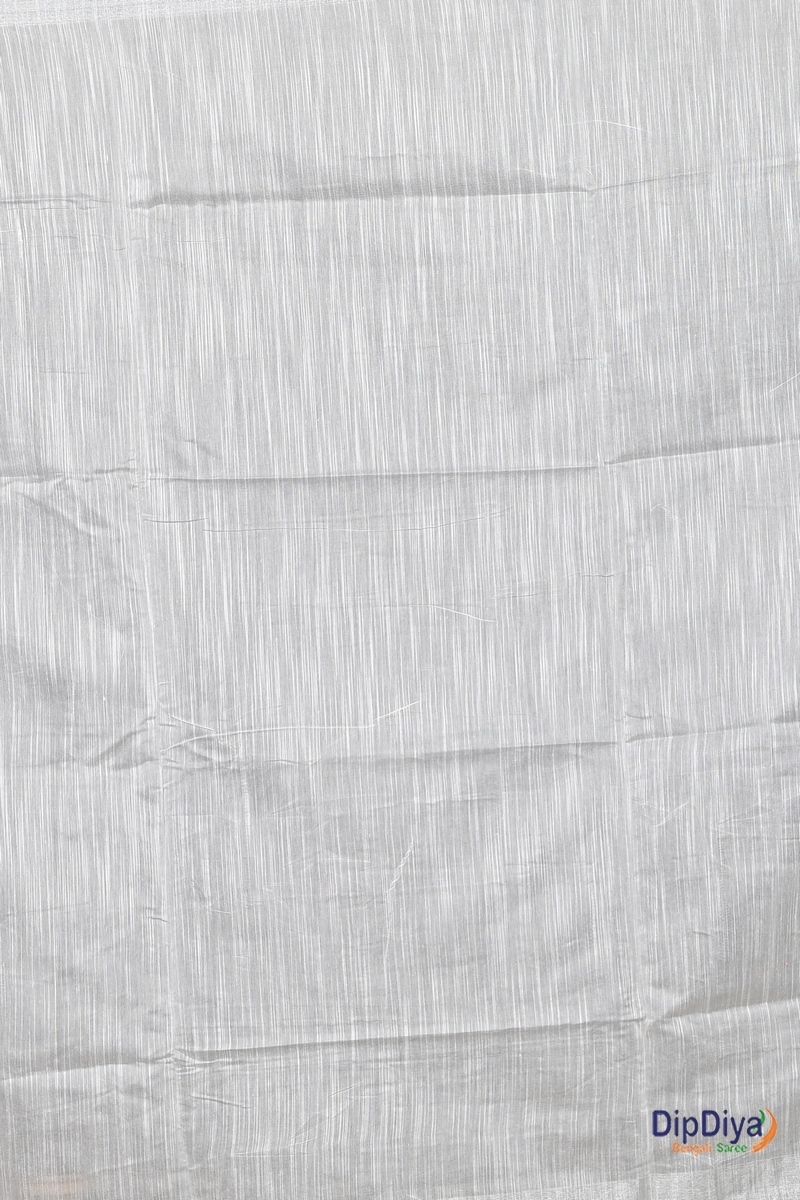 White Cotton Blended Parija Applique Saree (321)