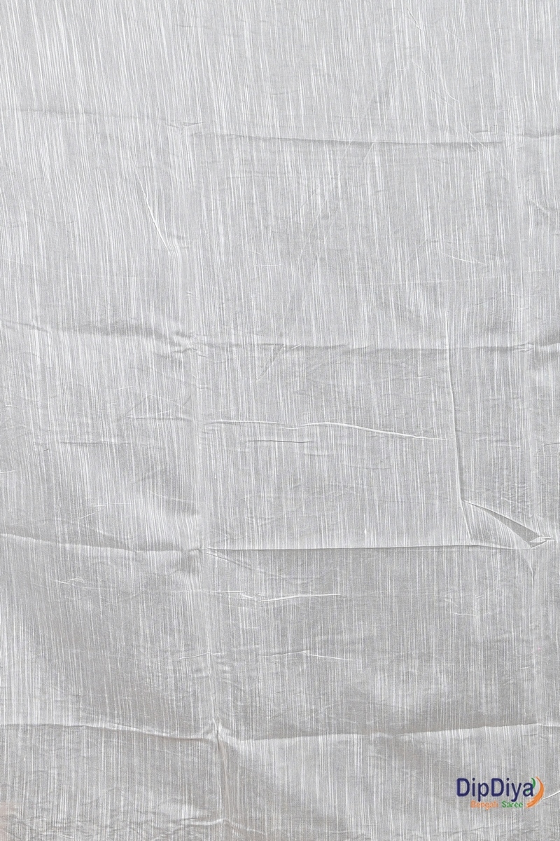 White Cotton Blended Parik Applique Saree (327)