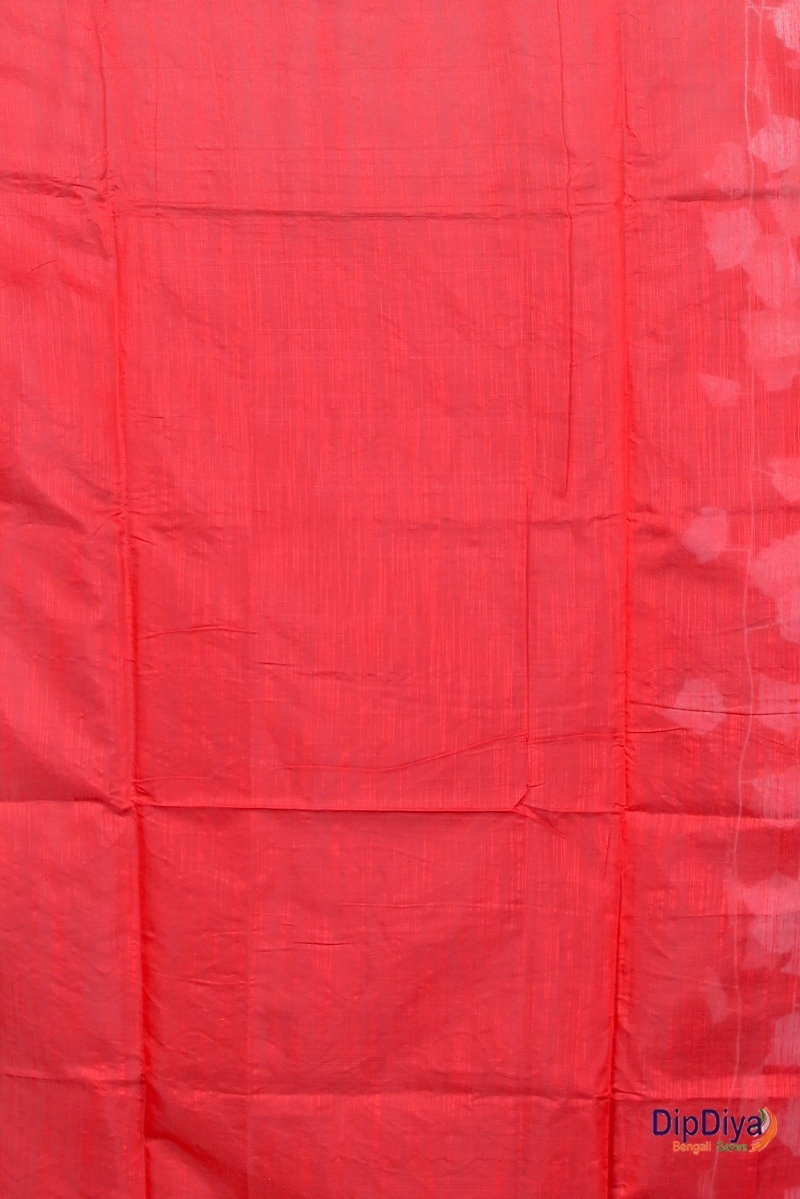 Red Cotton Blended Parik Applique Saree (328)