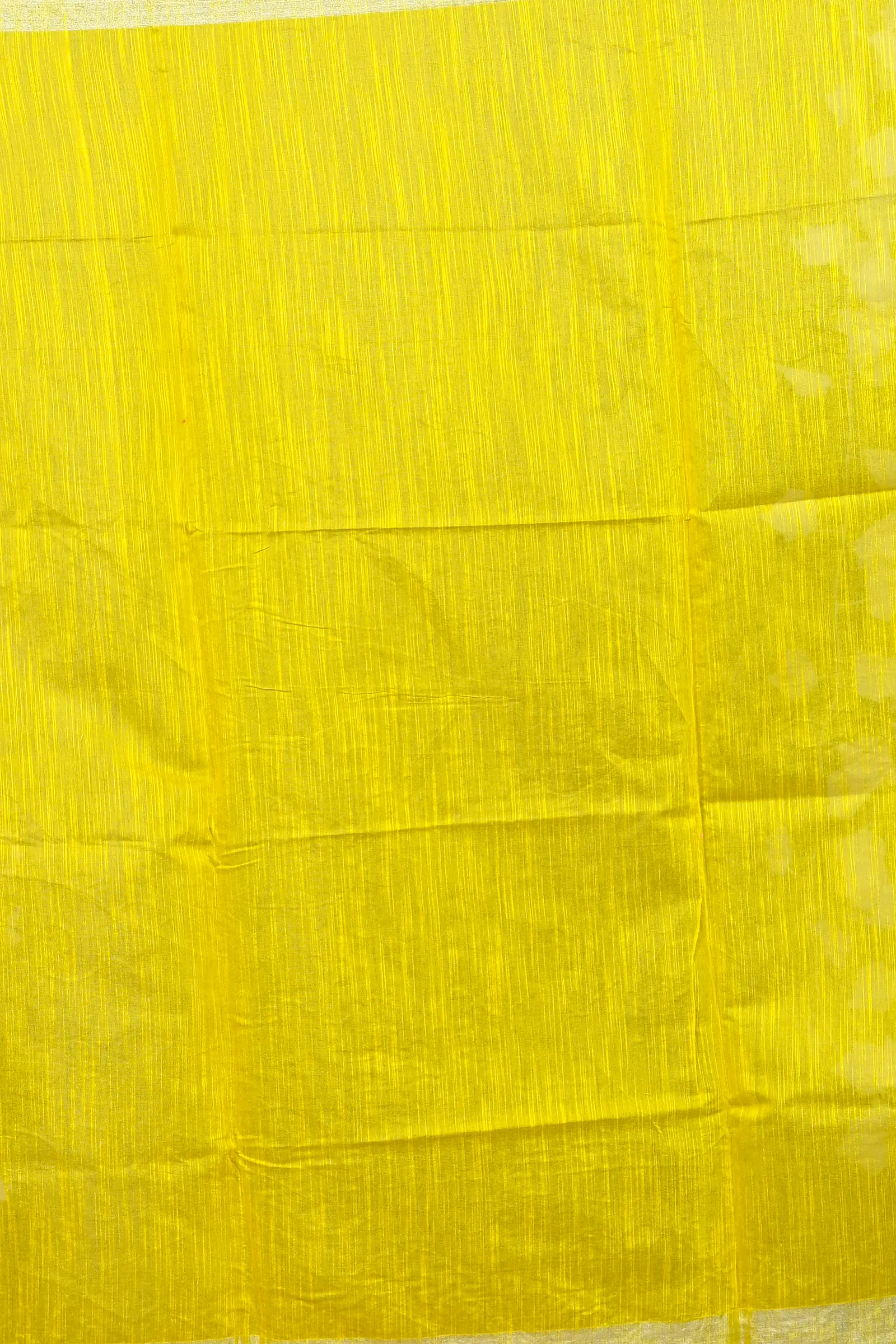 Yellow Red Cotton Blended Parik Applique Saree (329)