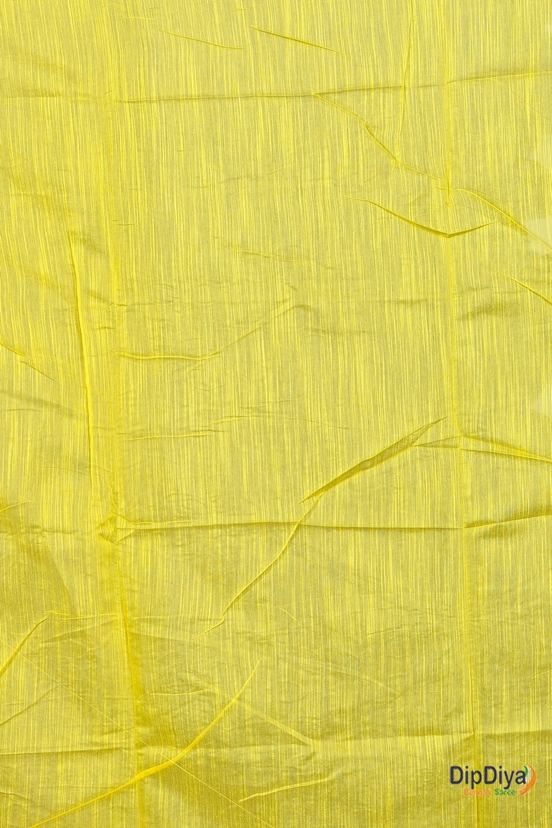 Yellow Cotton Blended Parik Applique Saree (330)