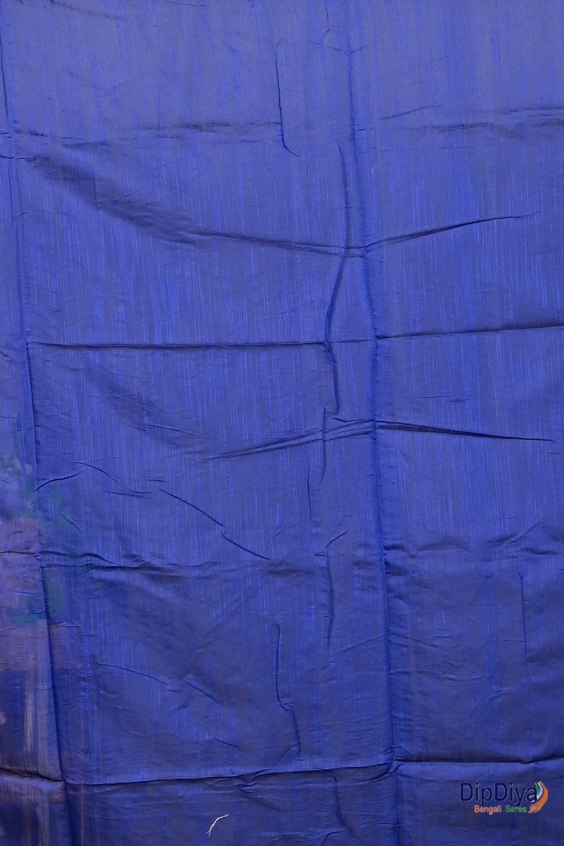 Blue Cotton Blended Parik Applique Saree (332)