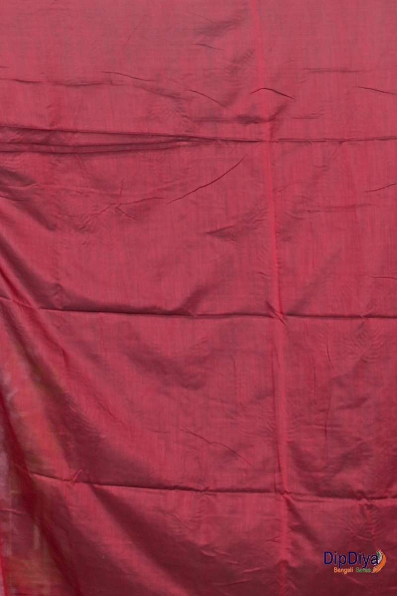 Maroon Cotton Blended Parin Hand Loom Saree (334)