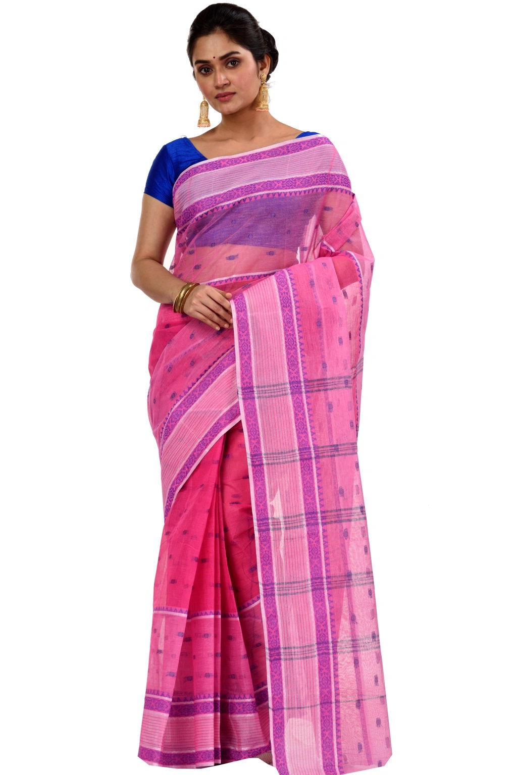 Pink Pure Cotton Debdash Tant Saree (337)