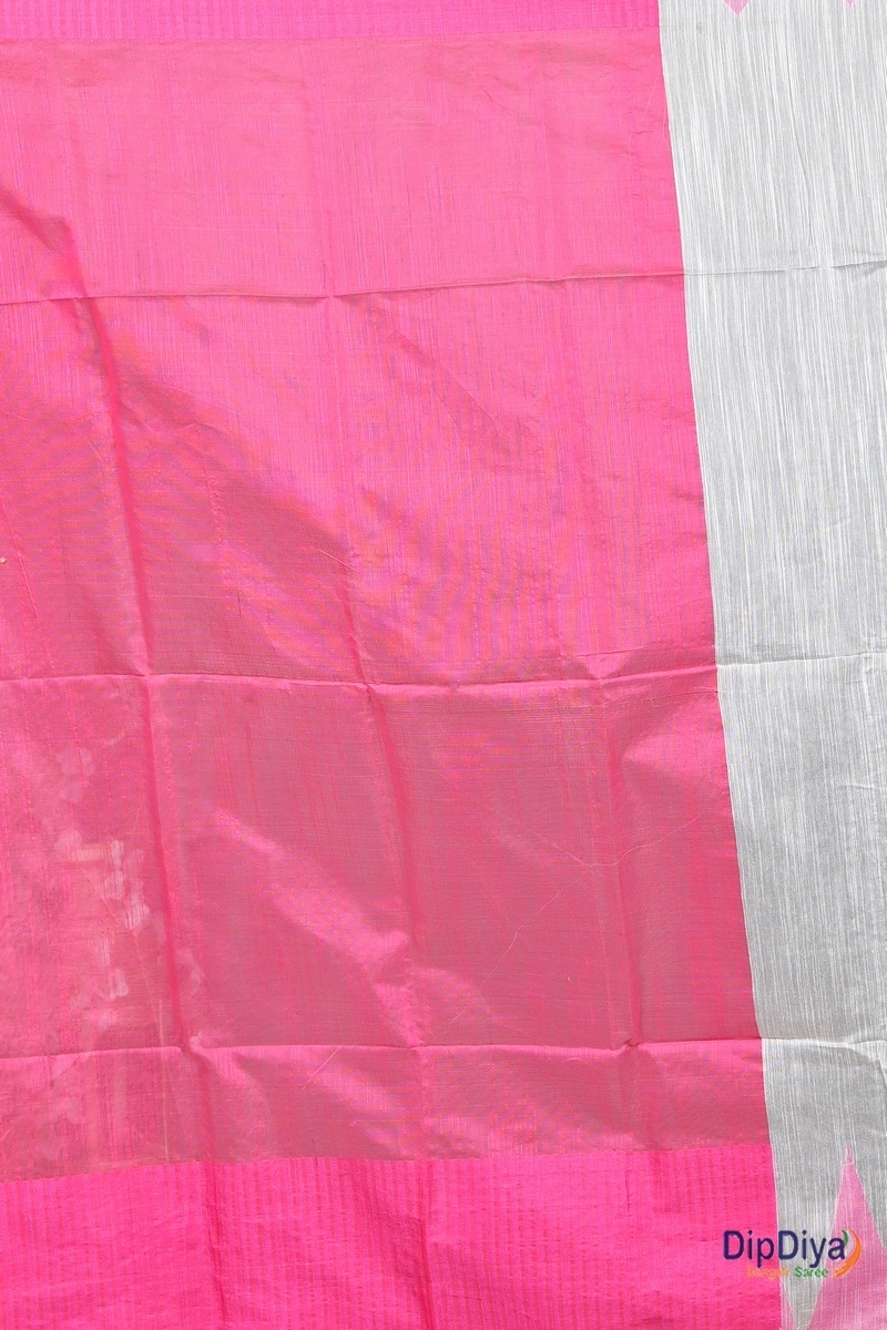 White Cotton Blended Pariva Hand Loom Saree (351)