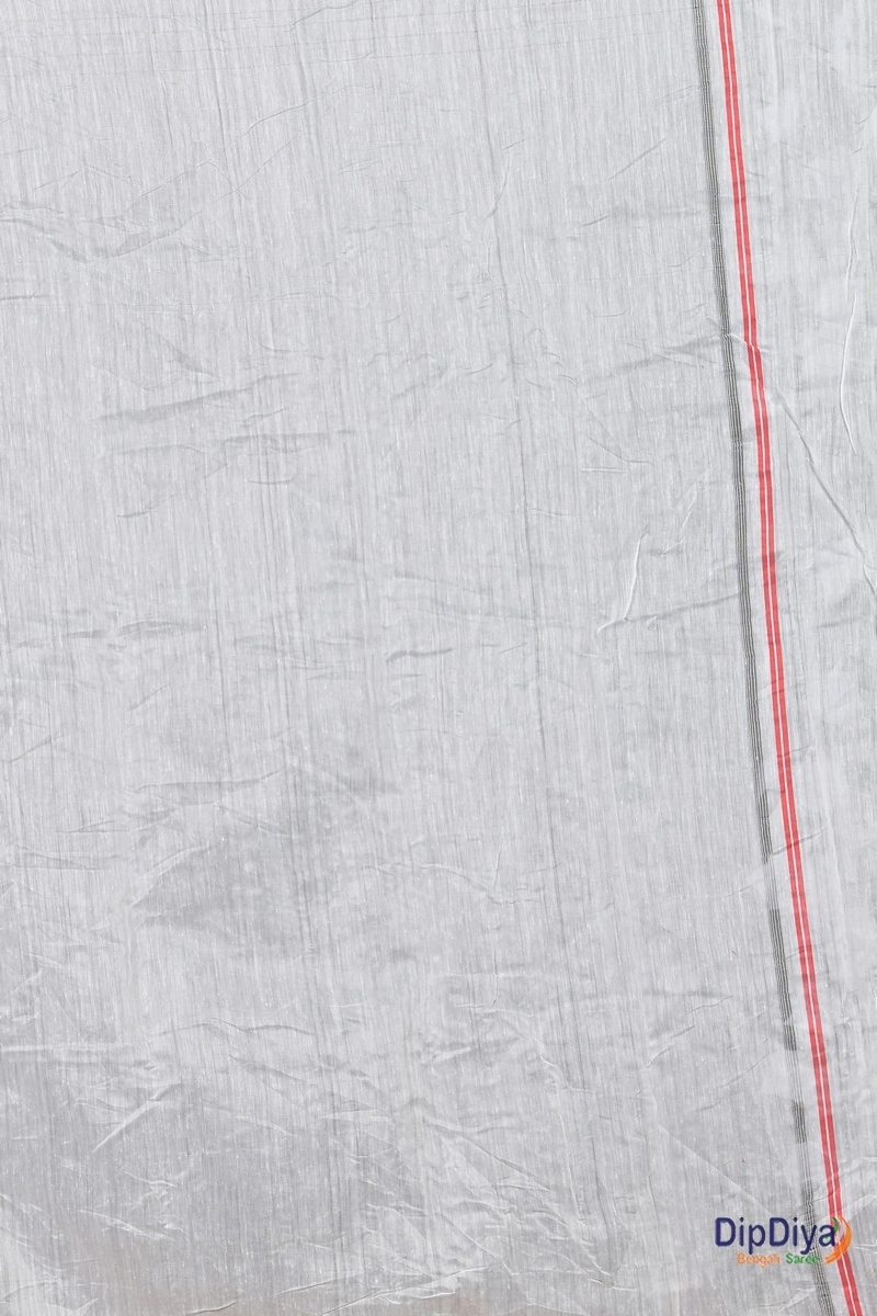 White Red Cotton Silk Parmix Hand Loom Saree (365)