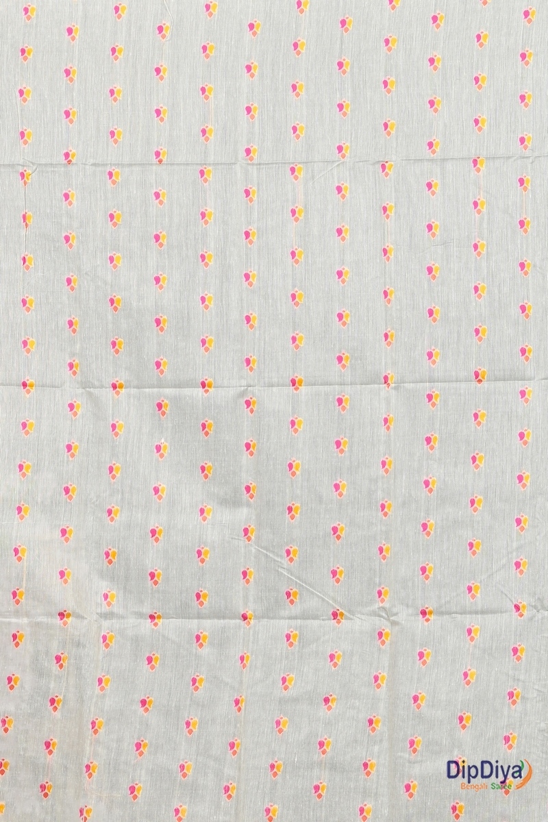 White Cotton Silk Parmix Hand Loom Saree (368)