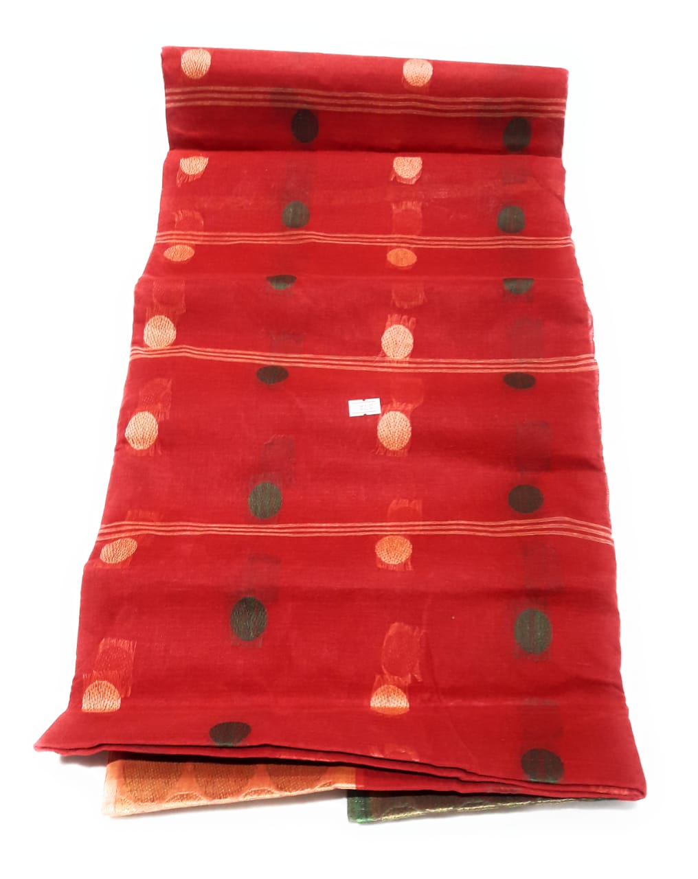 Red Pure Cotton Ganga Jamuna Tant Saree (372)