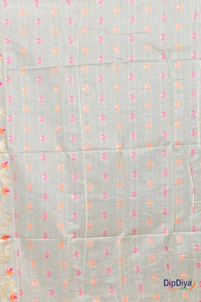 Off White Cotton Silk Parmix Hand Loom Saree (391)