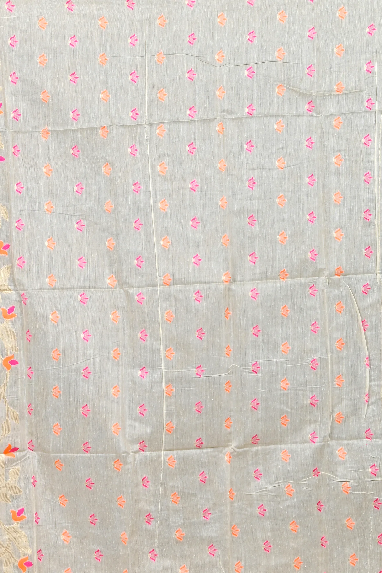 Off White Cotton Silk Parmix Hand Loom Saree (391)