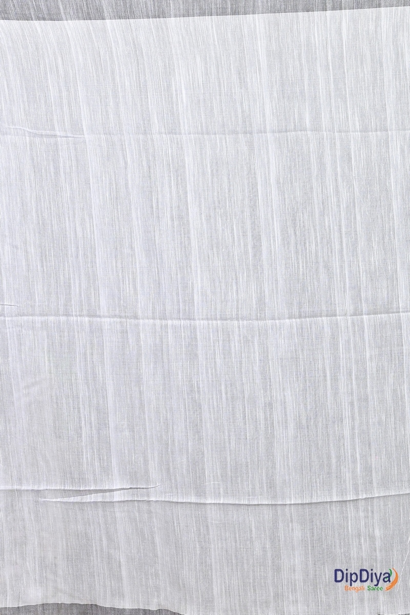 White Cotton Blended Parnika Hand Loom Saree (397)