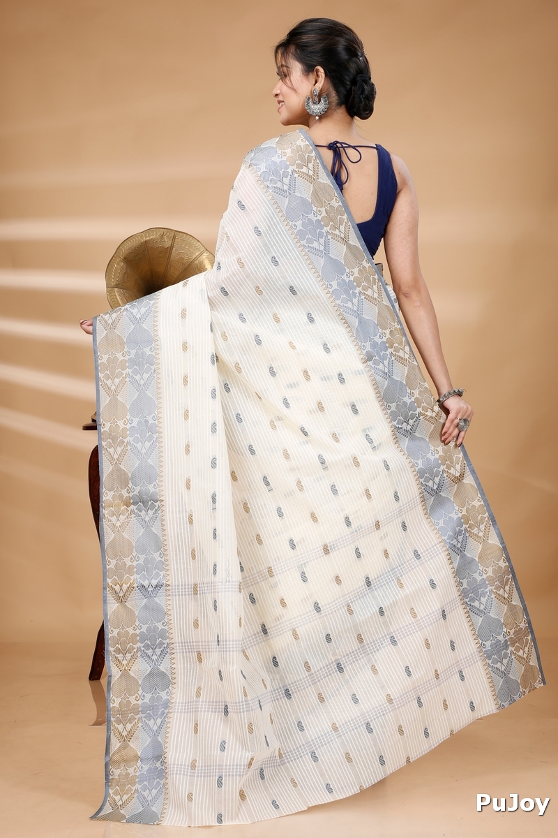 Black Brown Pure Cotton Aged_Women Tant Saree (402)
