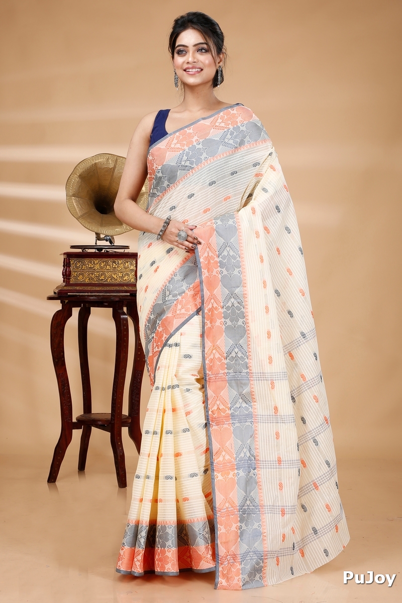 Gray Golden Pure Cotton Aged_Women Tant Saree (403)