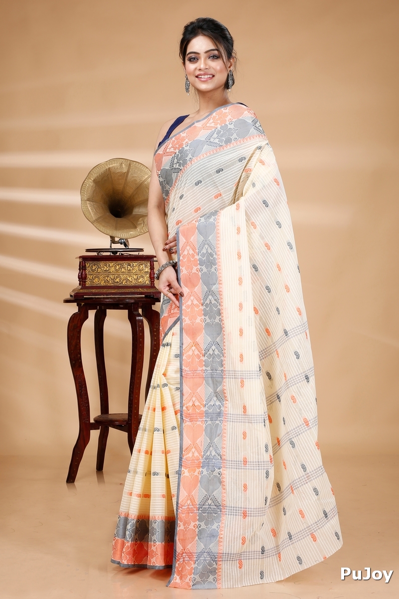 Gray Golden Pure Cotton Aged_Women Tant Saree (403)