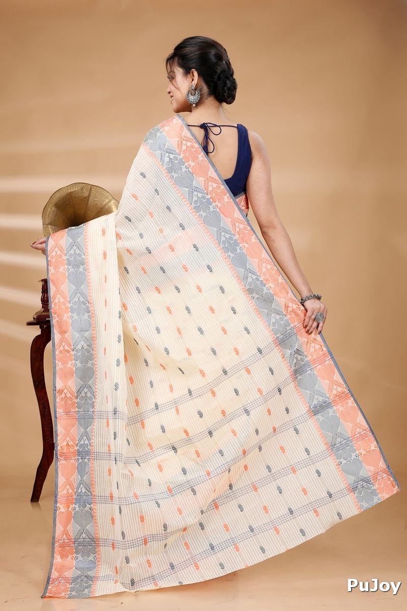 Gray Golden Pure Cotton Aged_Women Tant Saree (403)