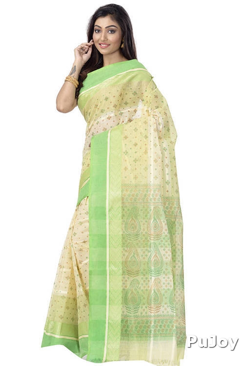 Green Pure Cotton ANARKOLI PRINT Tant Saree Print (4070)