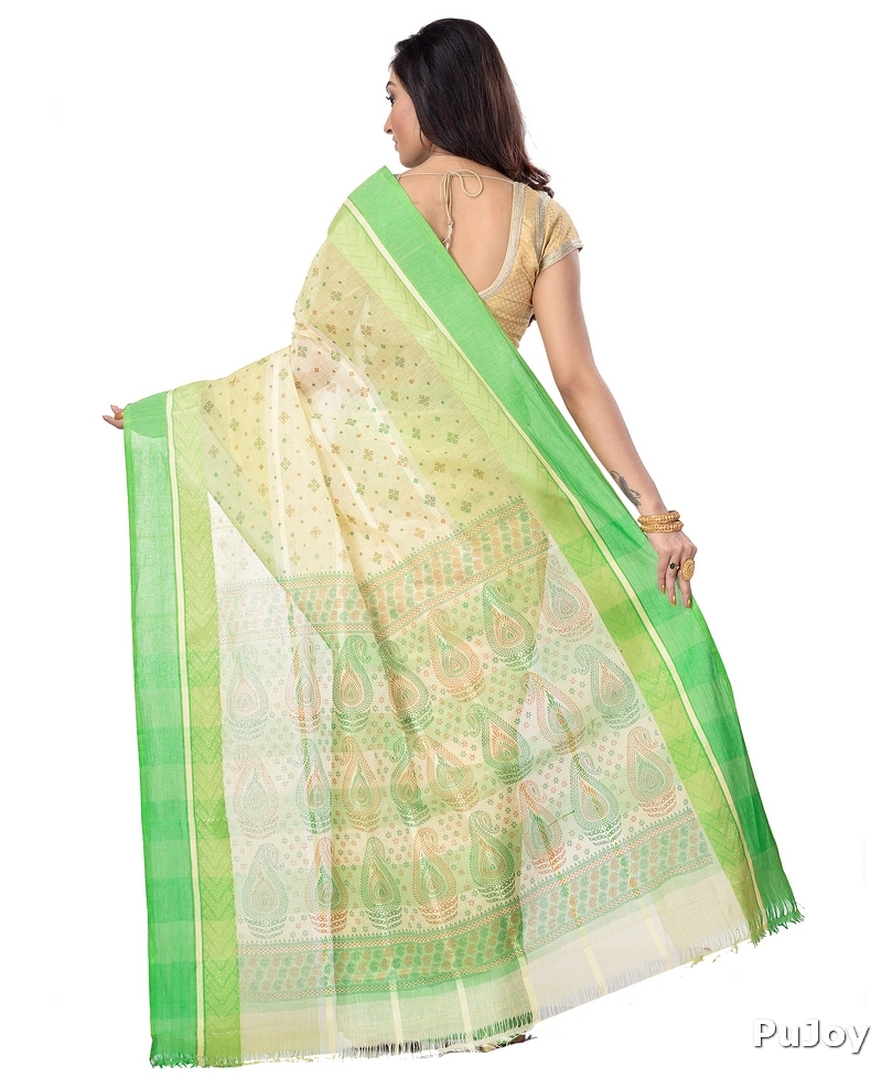 Green Pure Cotton ANARKOLI PRINT Tant Saree Print (4070)