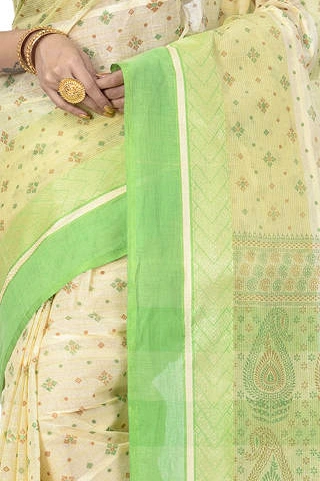 Green Pure Cotton ANARKOLI PRINT Tant Saree Print (4070)