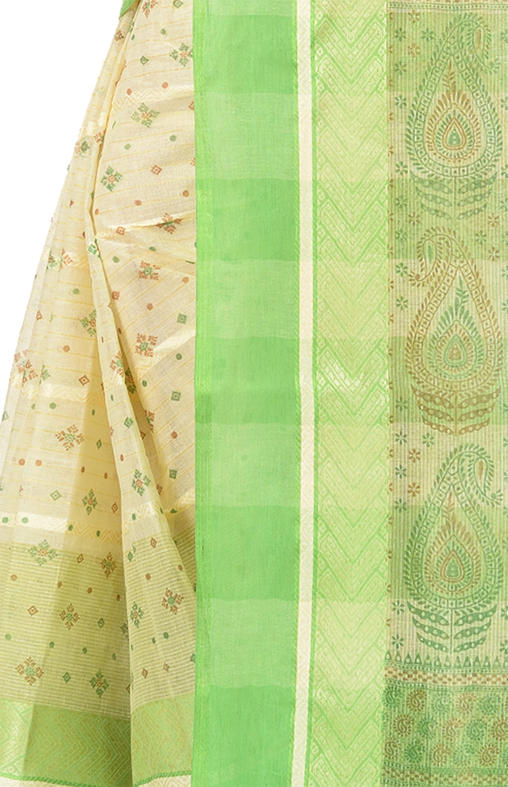 Green Pure Cotton ANARKOLI PRINT Tant Saree Print (4070)