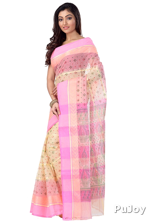Pink Pure Cotton ANARKOLI PRINT Tant Saree Print (4072)