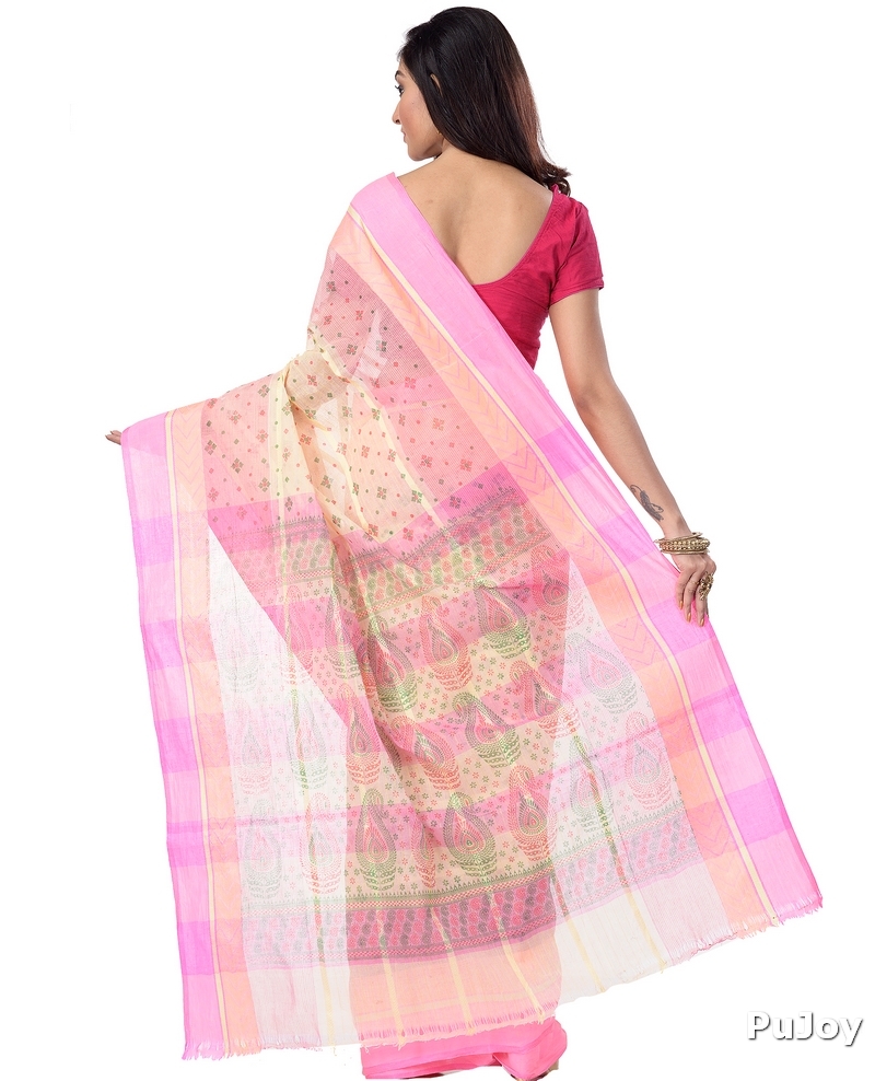 Pink Pure Cotton ANARKOLI PRINT Tant Saree Print (4072)