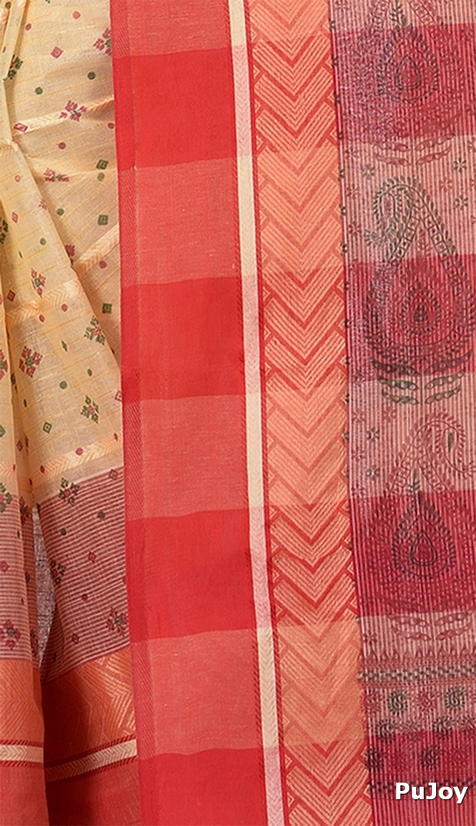 Red Pure Cotton ANARKOLI PRINT Tant Saree Print (4073)