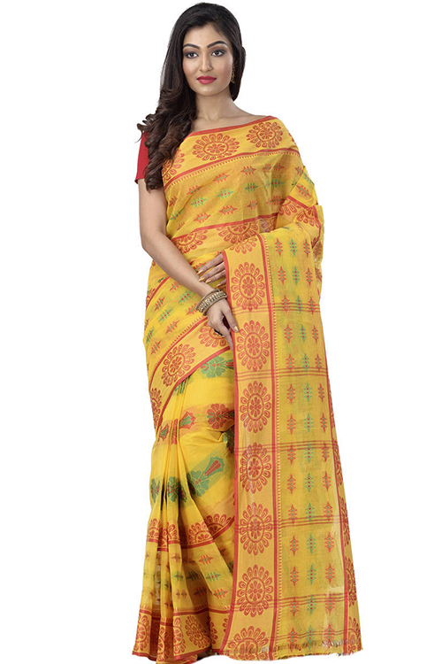 Yellow Pure Cotton FULL TANT Tant Saree (4083)