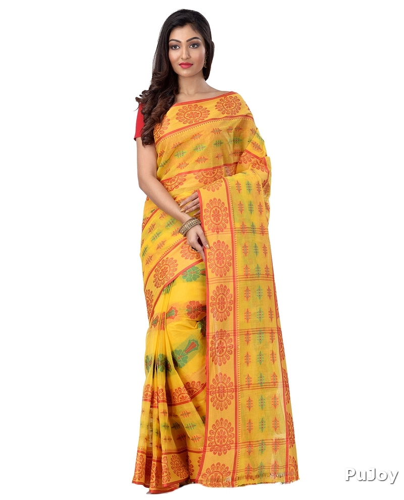 Yellow Pure Cotton FULL TANT Tant Saree (4083)