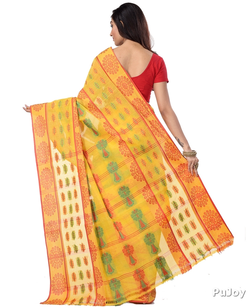 Yellow Pure Cotton FULL TANT Tant Saree (4083)