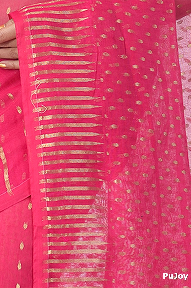 Purple Blended Cotton New HALF  JAMDINE Jamdani Saree (4109)