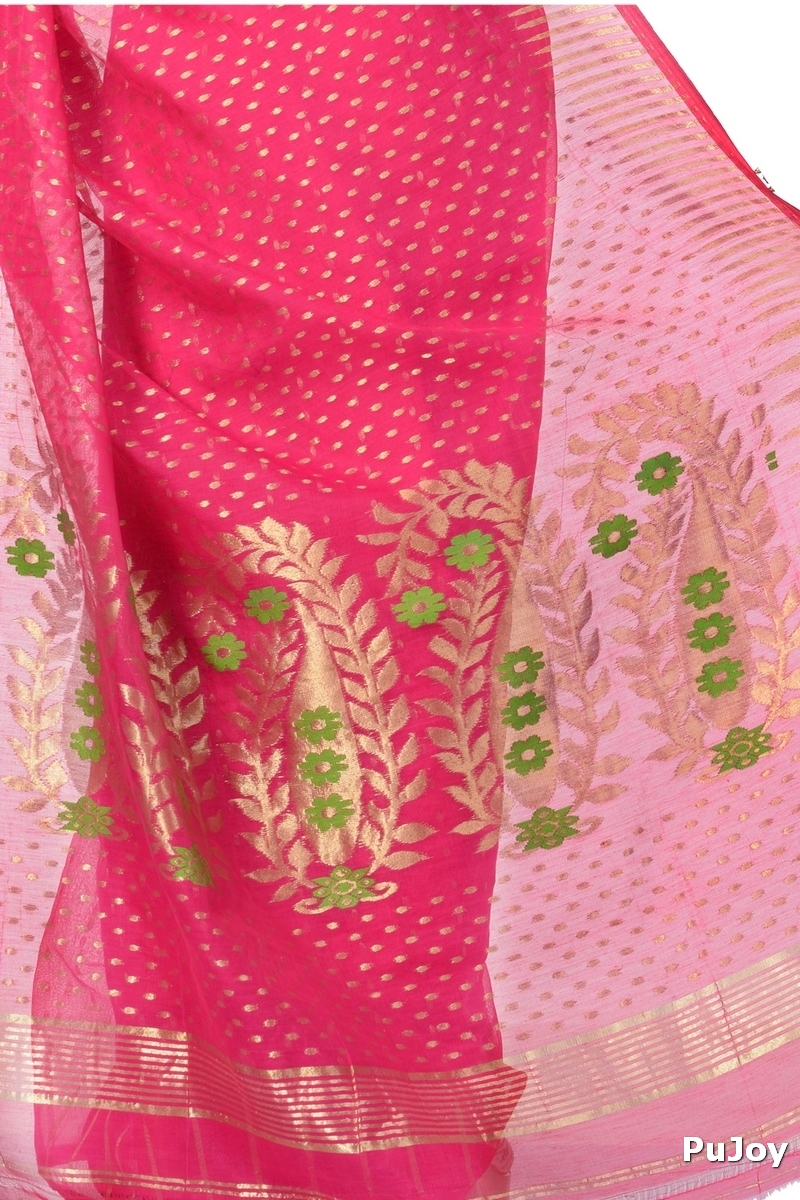Purple Blended Cotton New HALF  JAMDINE Jamdani Saree (4109)