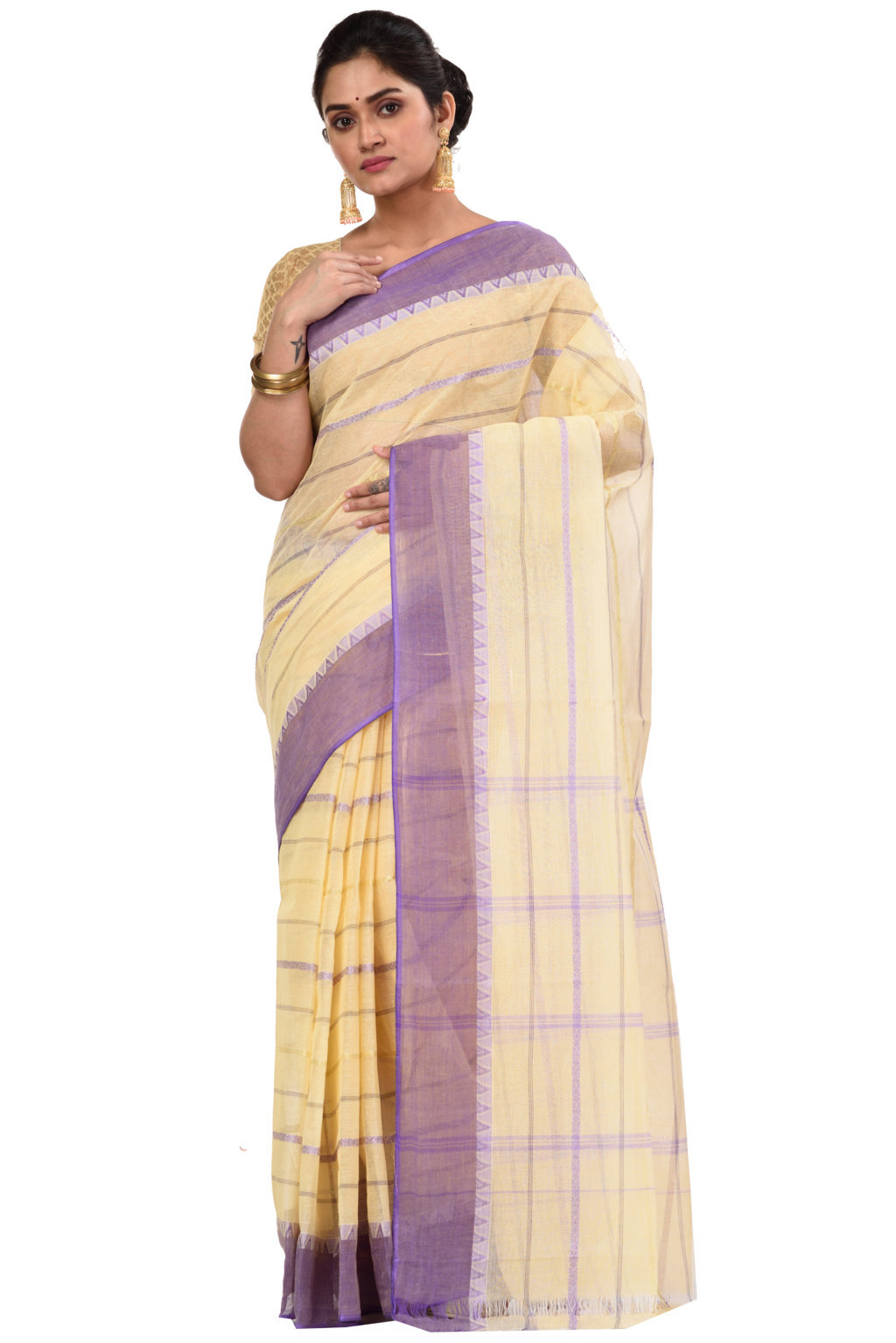 Purple Pure Cotton Boysko Tant Saree (425)
