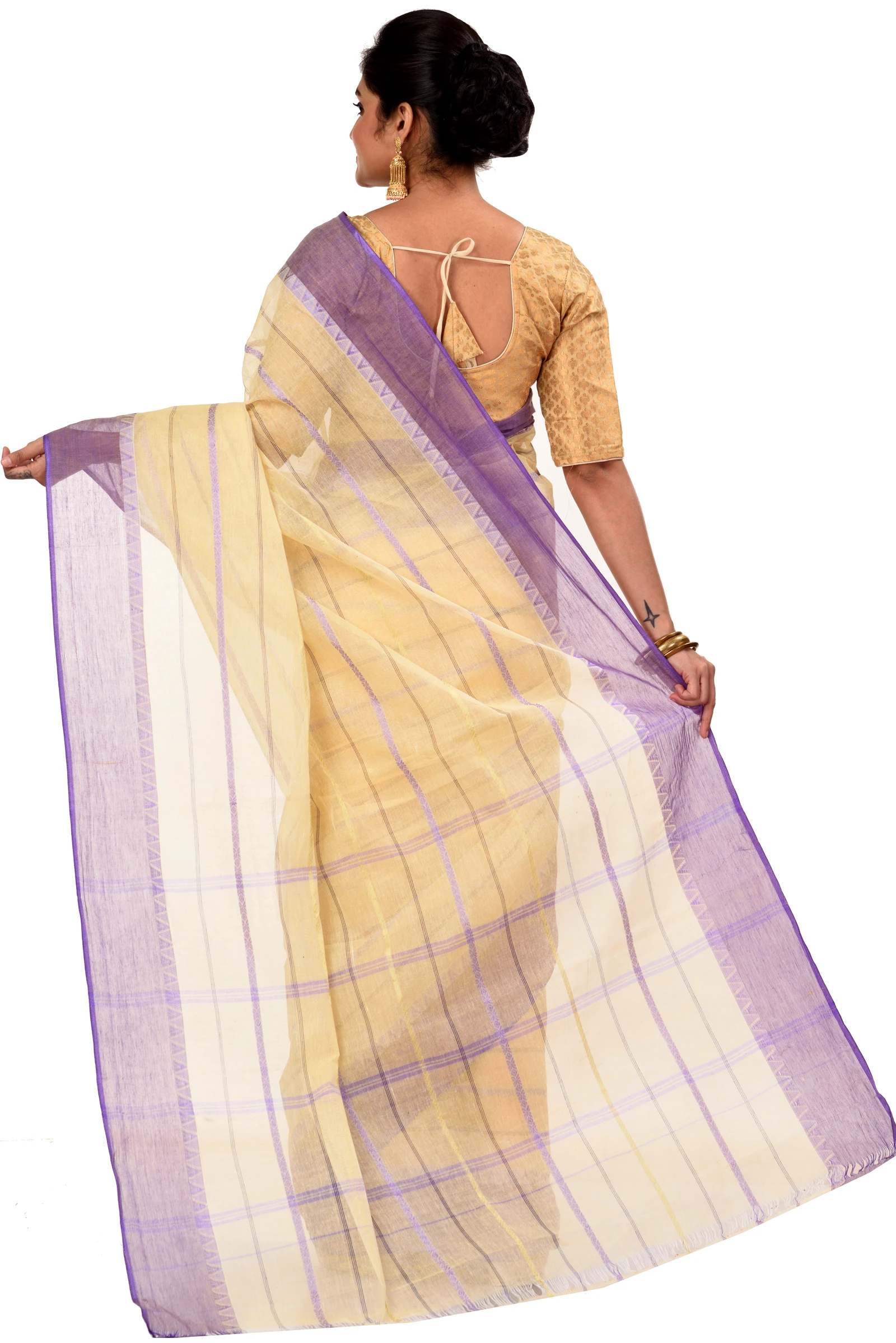 Purple Pure Cotton Boysko Tant Saree (425)