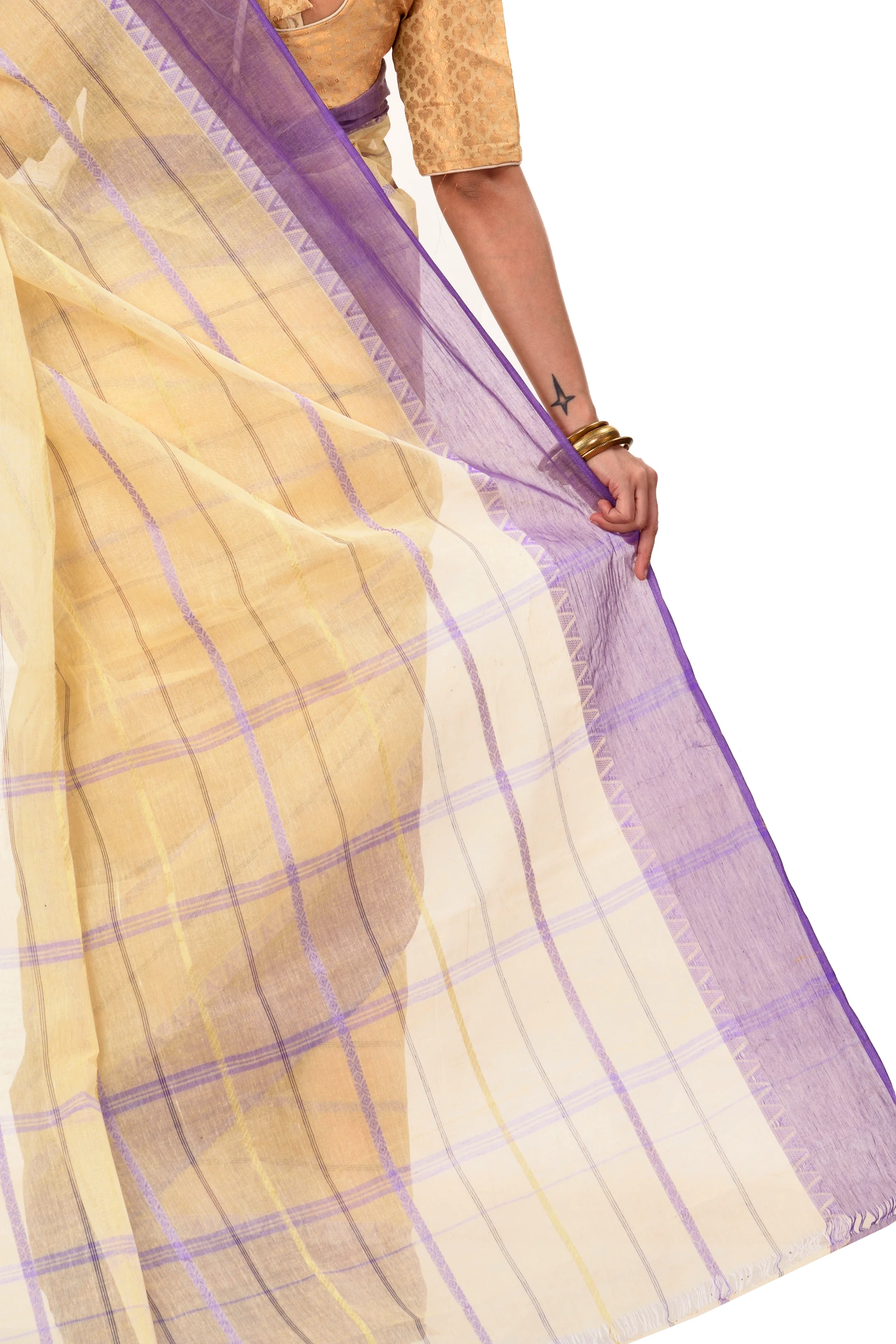 Purple Pure Cotton Boysko Tant Saree (425)